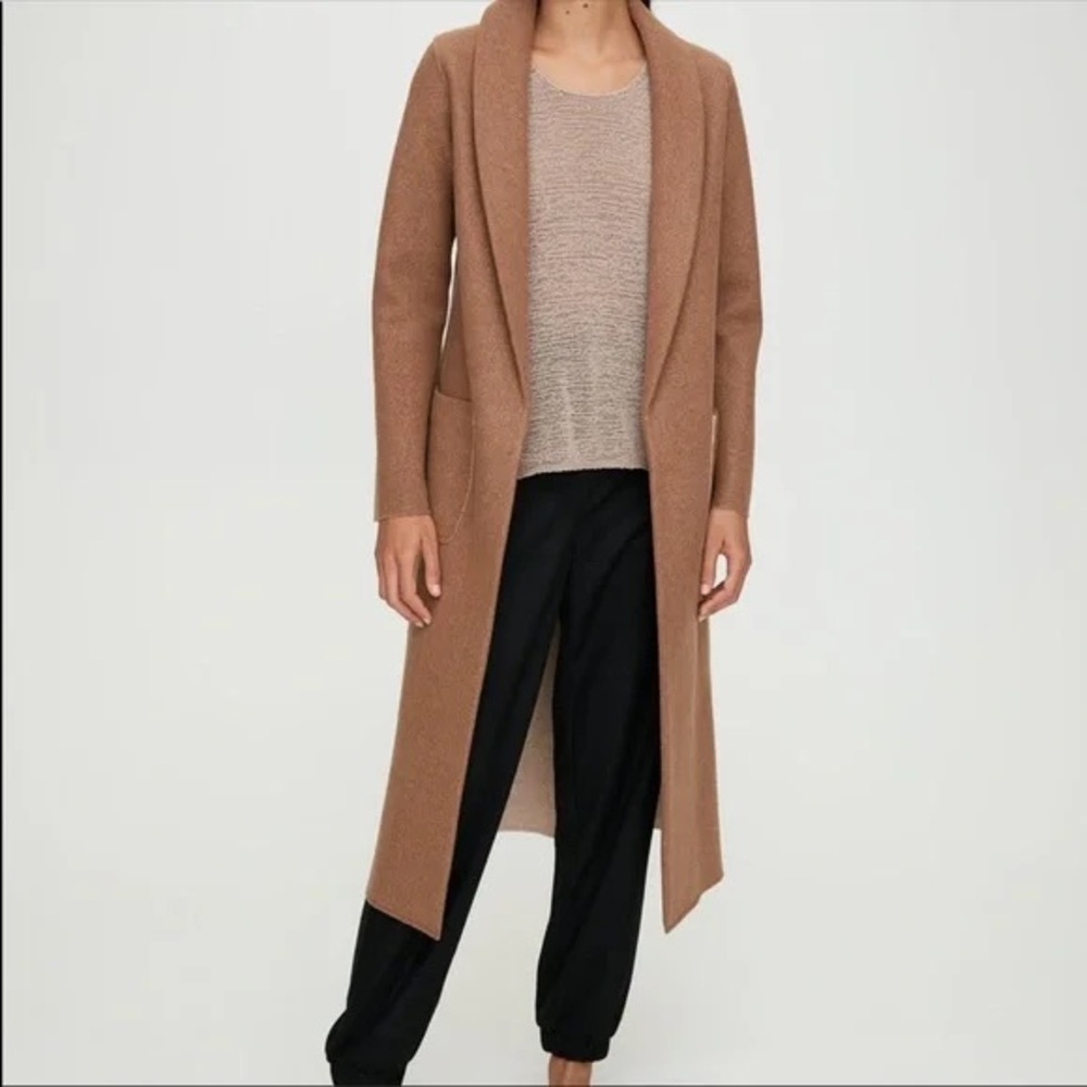 Babaton Black Long Open-Front Coat - Picture 5 of 11